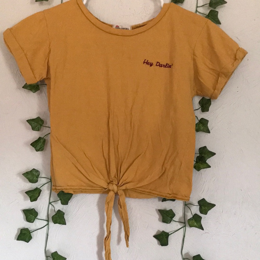 Mustard Yellow “Hey Darlin’” Cropped Shirt